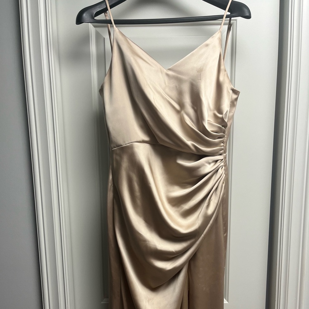 Revelry Gold Champagne Satin Rory size 10